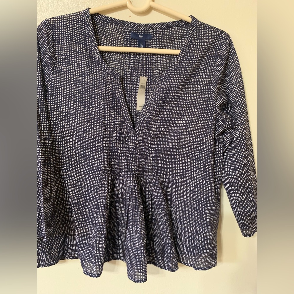 🦋NWT Women’s Gap Stitch Pin-tuck Tunic, Black/White Size S